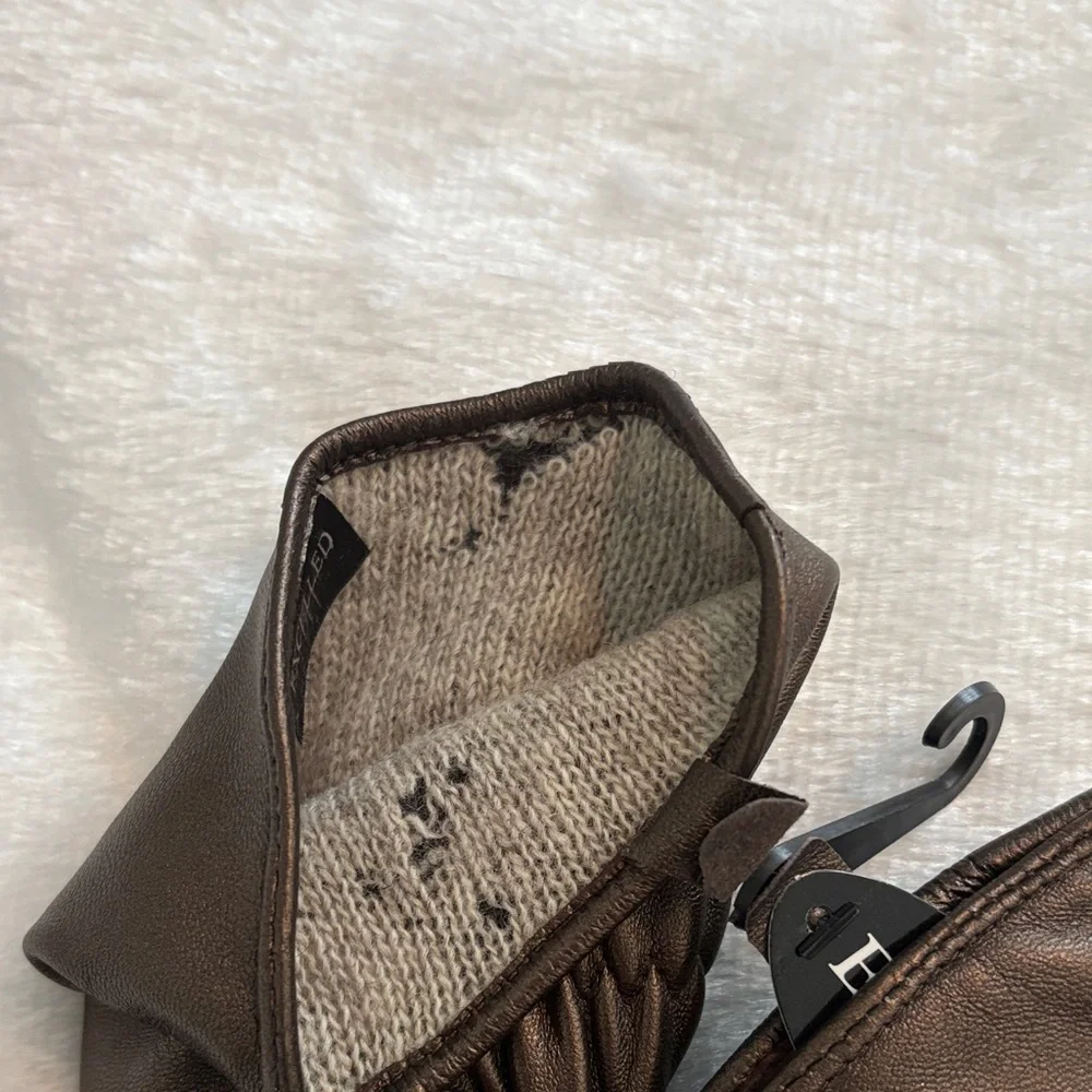 Excelled Women's Brown Leather Gloves- Cashmere Lined - Picture 5 of 8